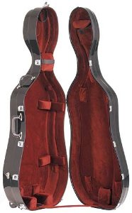 Bobelock 2000W Fiberglass Black/Wine 4/4 Cello Case with Wheels